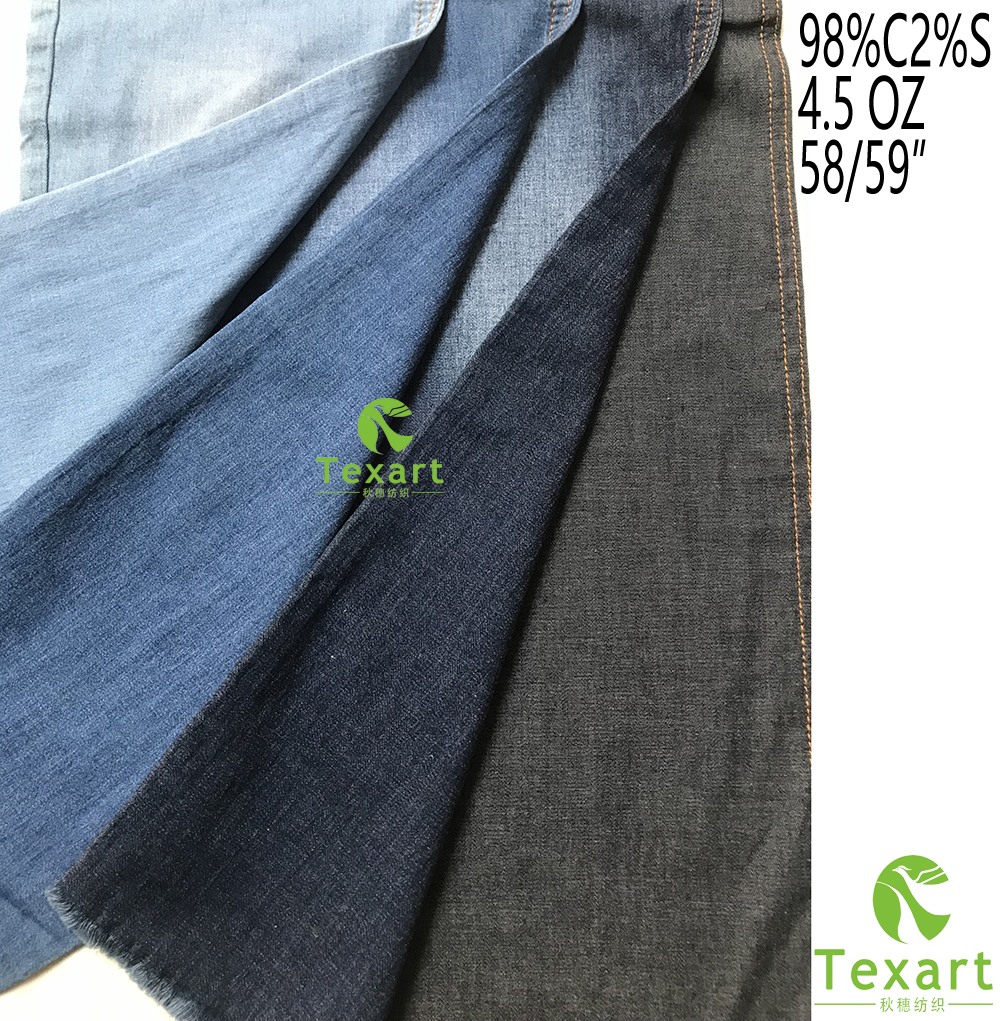 春夏新款高端弹力竹节牛仔布 4.5oz薄款男女童装牛仔服装面料现货