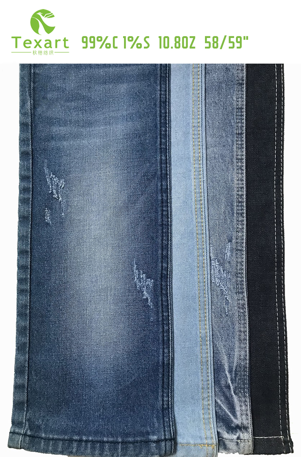 10.8oz Blue Indigo Twill Stretch Denim Fabric Jeans Fabric In Roll